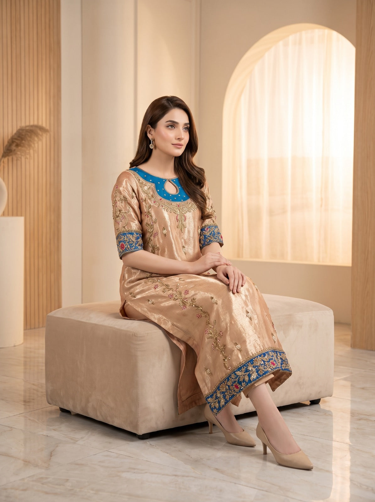 Afsana by Asima Abrar - Deep Green Lama Ensemble with Kora Dabka Hand Embroidery and Sheesha Silk Pants