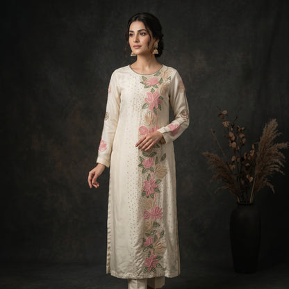 Butter Yellow Sheesha Silk Ensemble