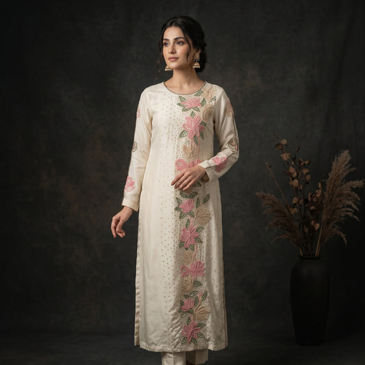 Butter Yellow Sheesha Silk Ensemble